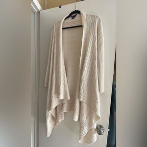 Cashmere Boston Proper Cream Cable Knit Waterfall Cardigan L Gorgeous & Soft